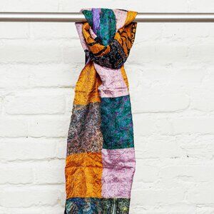 Taj Hotel Home Decor Kantha Silk Scarve | 1-Piece | Multicolor | 18"x72"